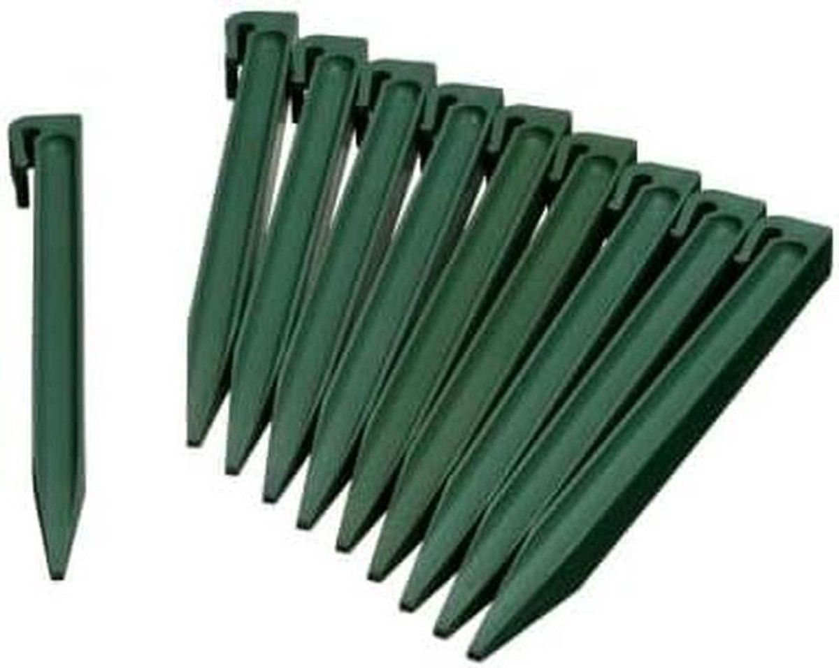 Grondpennen Kunststof - Borderrand Pennen - Borderranden Bevestigen - Gemaakt van gerecycled materiaal - 15 cm - Groen