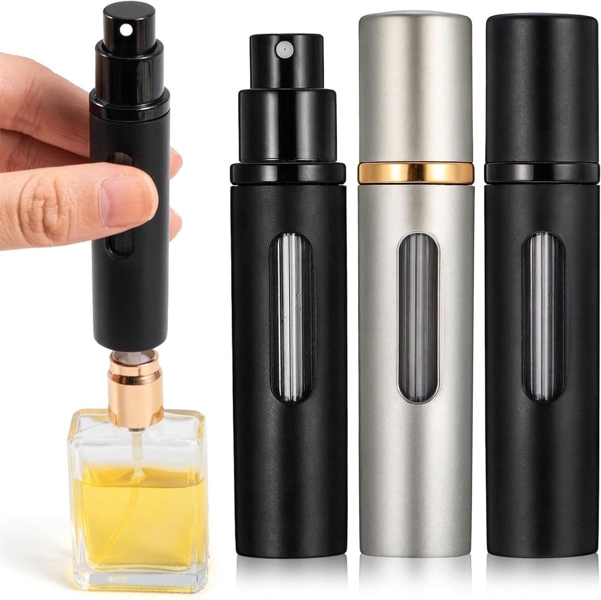 Navulbare parfumverstuiver 8 ml voor onderweg, 2 stuks mini-spuitflessen, ideaal voor parfum en aftershave, perfect voor reizen