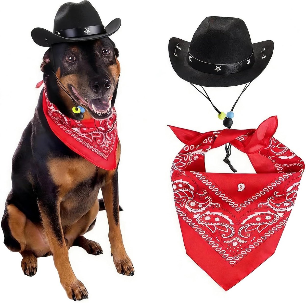 2 Stuks Cowboy Hoed en Bandana Sjaal Kostuum voor Honden en Katten - Perfect voor Feestjes, Halloween en Dagelijks Gebruik