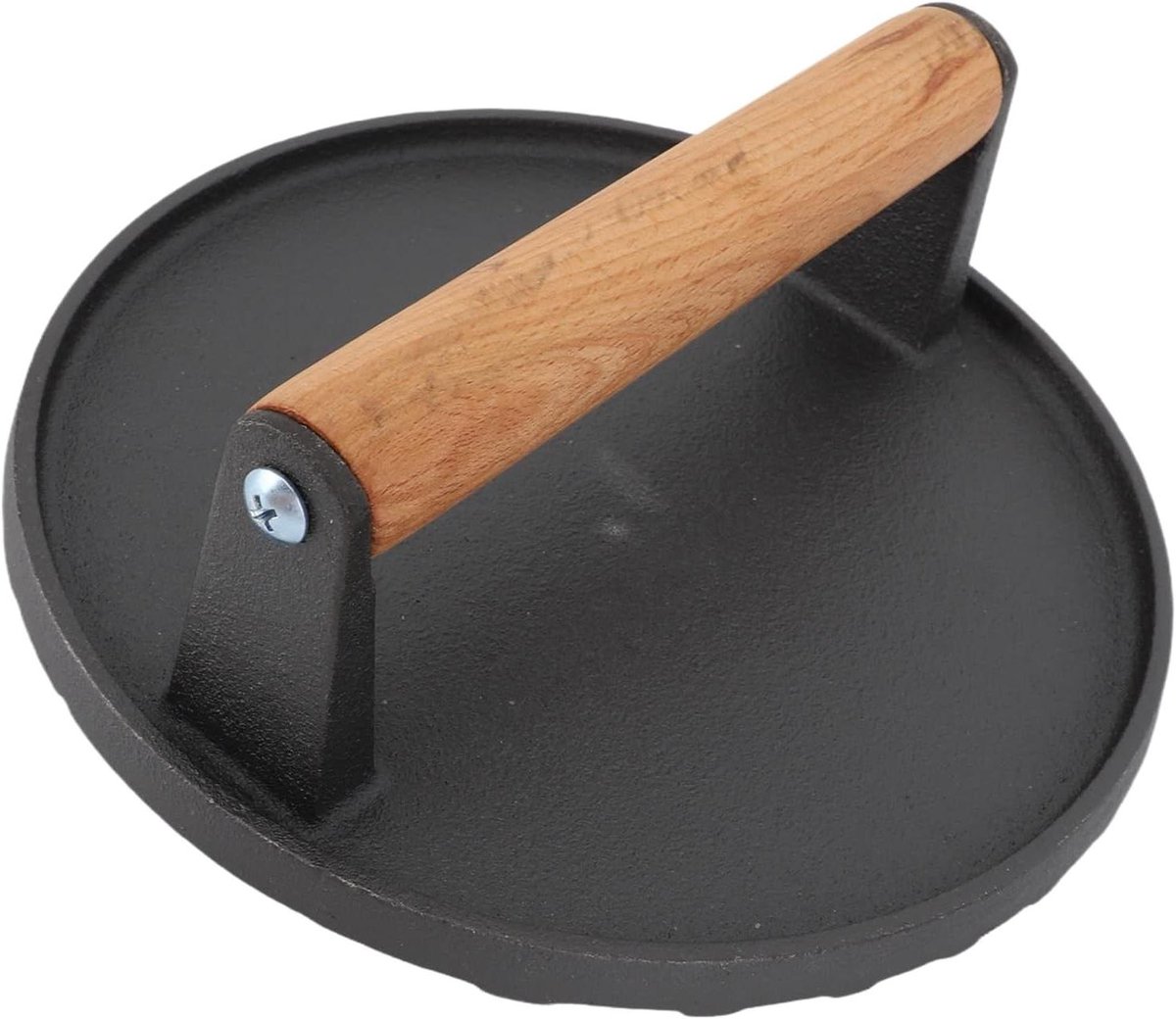 Burgerpers - Vleespers - Grillen en koken - Gietijzeren constructie - Rond - Zwart