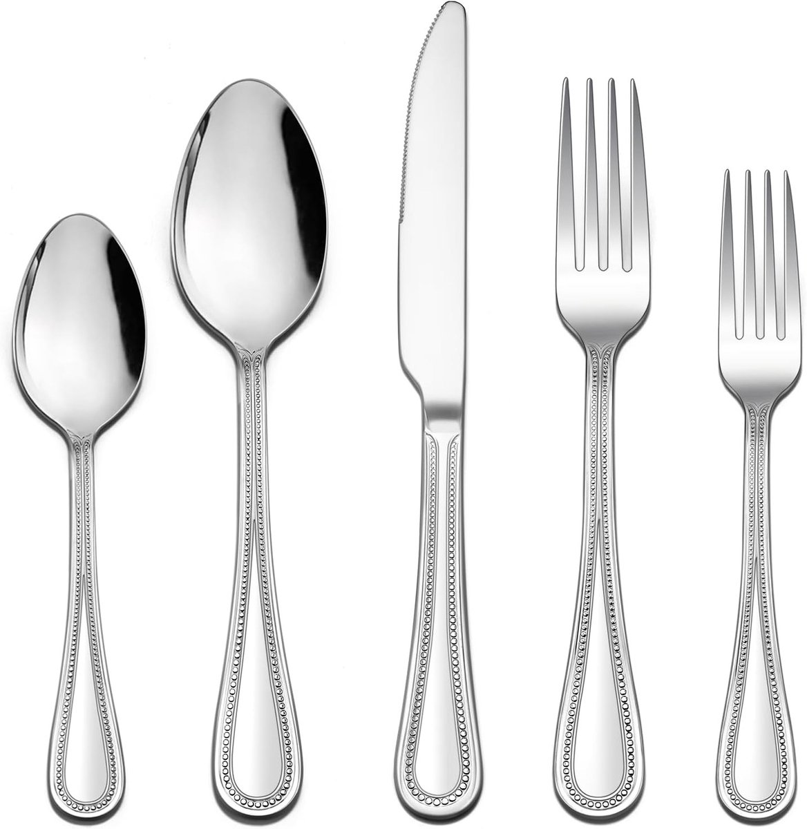 Complete Bestekset van 30 Stukken voor 6 Personen, RVS, Gepolijst, Inclusief Messen, Vorken en Lepels, Geschikt voor Thuis, Keuken en Restaurant, Vaatwasmachinebestendig