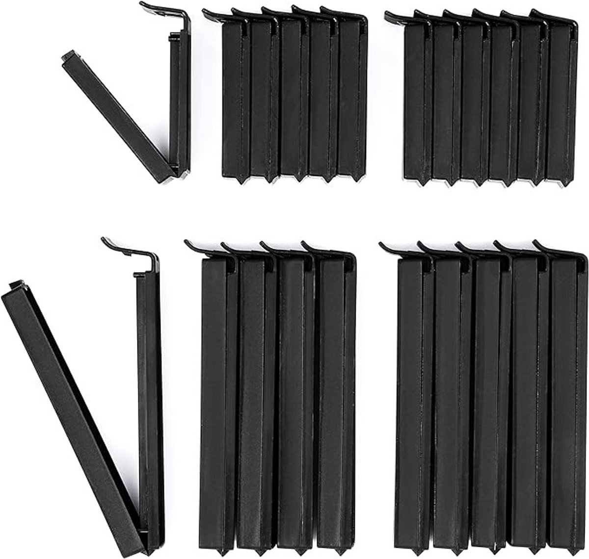 Zaksluitclips Zwart - 22 stuks - 2 maten voor vershoudzakken