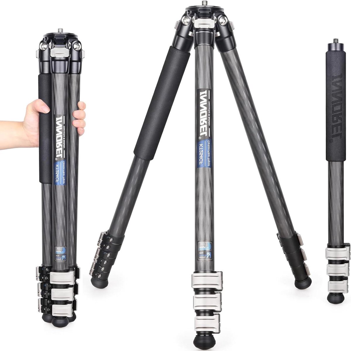 Camera Statief - Reisstatief - Fotografie - Koolstofvezel Constructie - 165.5 cm Max Hoogte