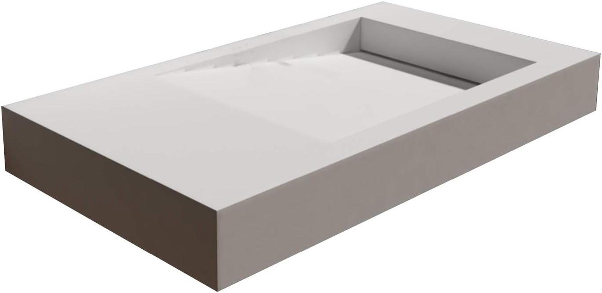 Wastafel Massief Steen - Waskom Wandmontage - Badkamer Vernieuwen - Met Afvoerkanaal - 100 x 50 x 12 cm