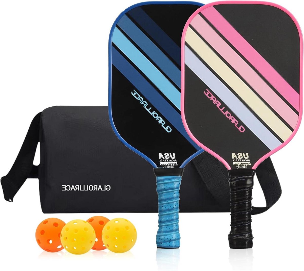 Pickleball Rackets Set - Sport Rackets - Sport Spelen - Glasvezel Oppervlak - Set van 2 - Retro Stijl