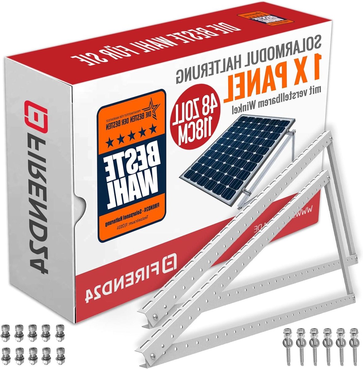 Zonnepaneel Houders - PV Montage - Plat Dak - Verstelbare Hoek - 118 cm - Zilver
