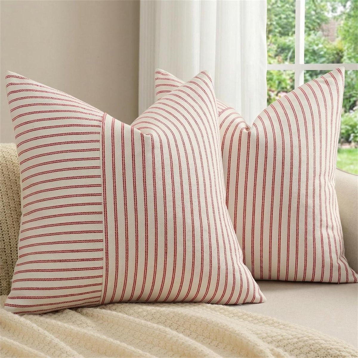 Kussenhoezen Set - Sierkussens Bank - Interieur Decoratie - Linnen Katoen Mix - 60x60 cm - Zwart