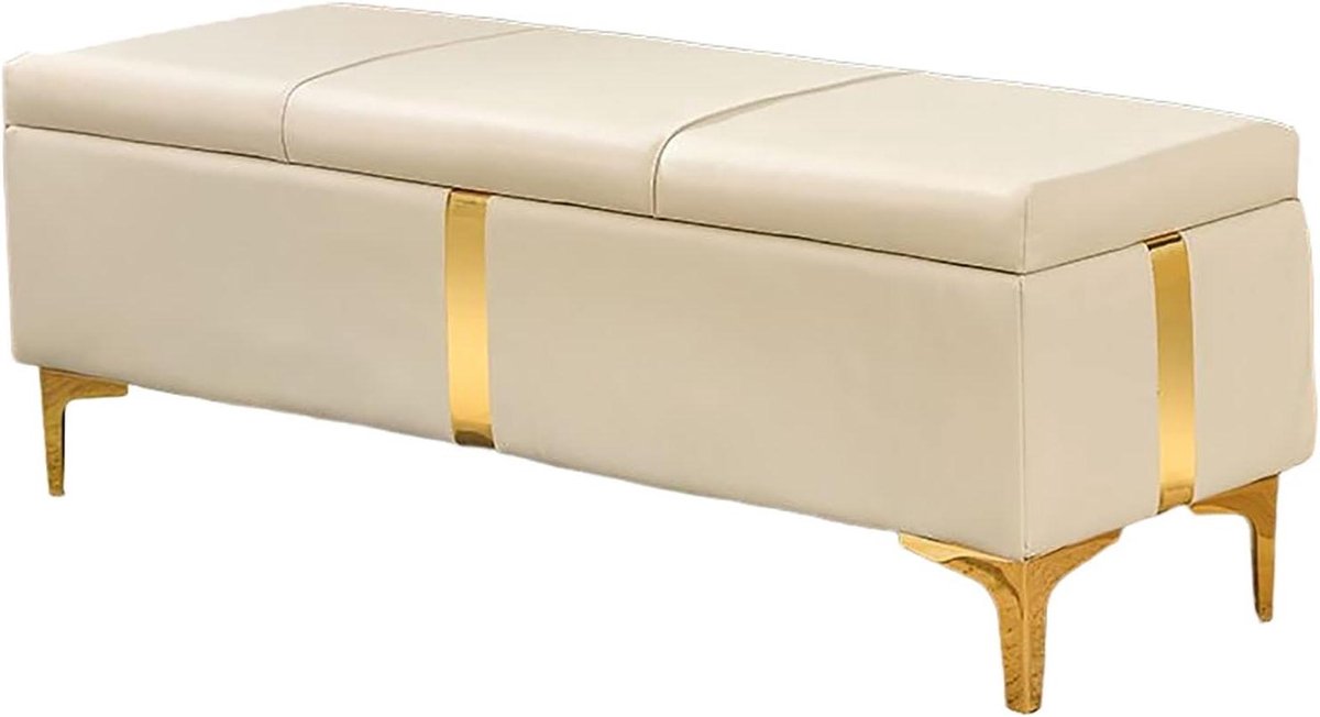 Opbergbank Ottomaans - Voetenbank Gestoffeerd - Woonkamer Organiseren - Met Opbergruimte - 80 x 40 x 45cm - Veelkleurig