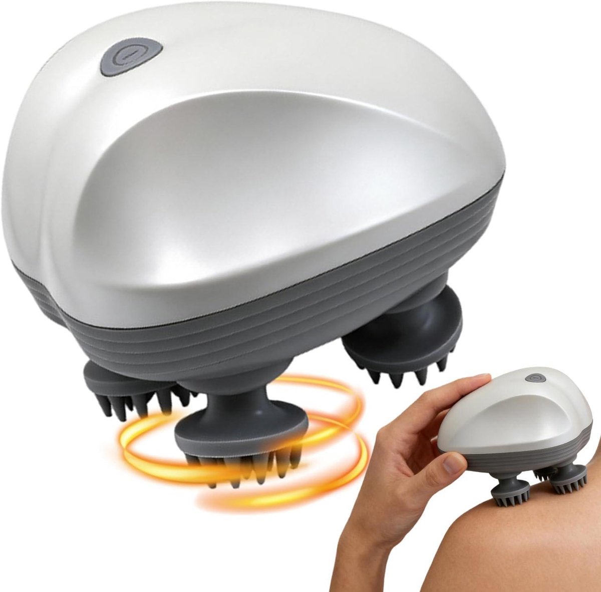 Hoofdhuid Massager - Elektrisch Hulpmiddel - Ontspanning Bevorderen - Stil En Draagbaar - 12.5 x 10.5 x 9.2 cm - Wit