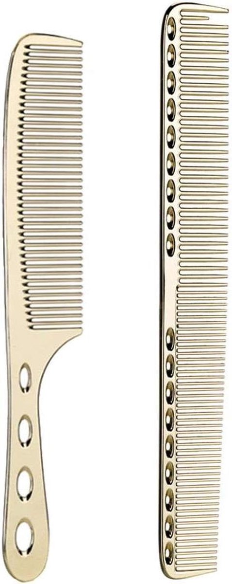 Roestvrij Staal Kammen - Styling Tools - Haar Stylen - Antistatisch Hittebestendig - 2 Stuks - Goud