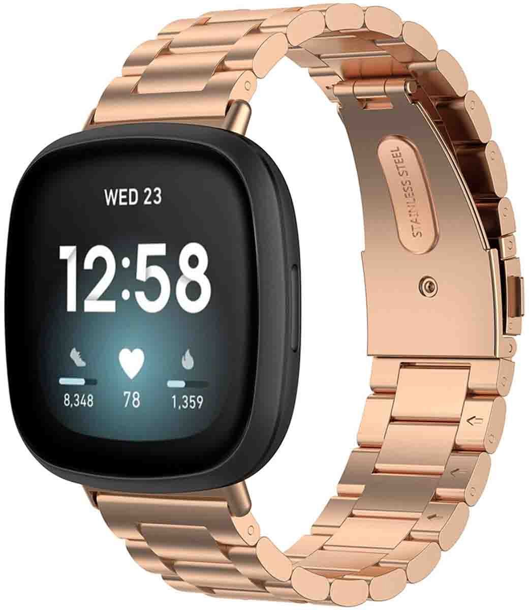Stalen bandje - Geschikt voor Fitbit Sense/ Versa 3/ Versa 4/ Sense 2 - Rosé goud