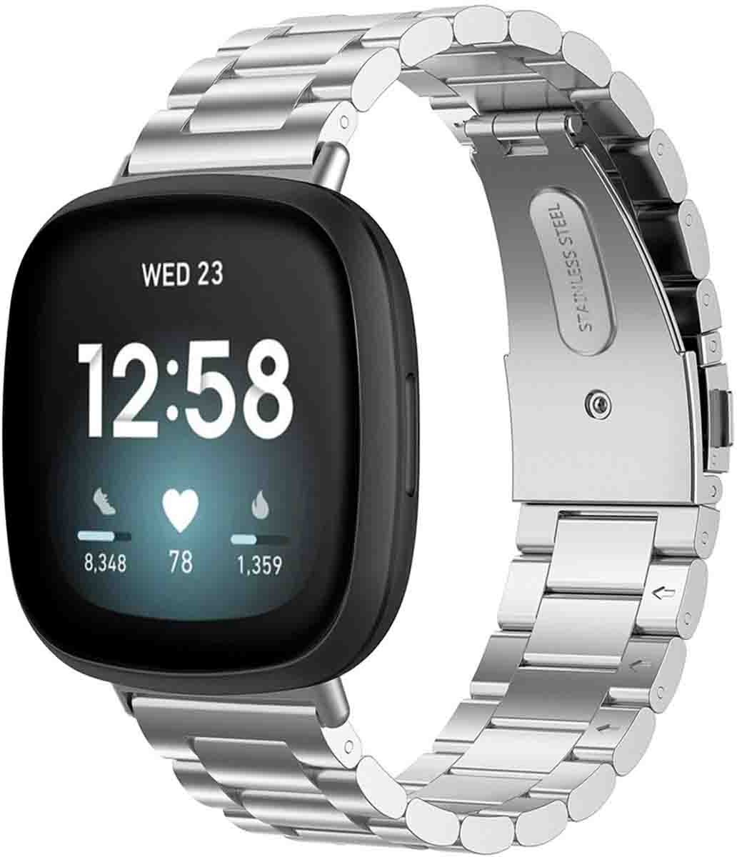 Stalen bandje - Geschikt voor Fitbit Sense/ Versa 3/ Versa 4/ Sense 2 - Zilver