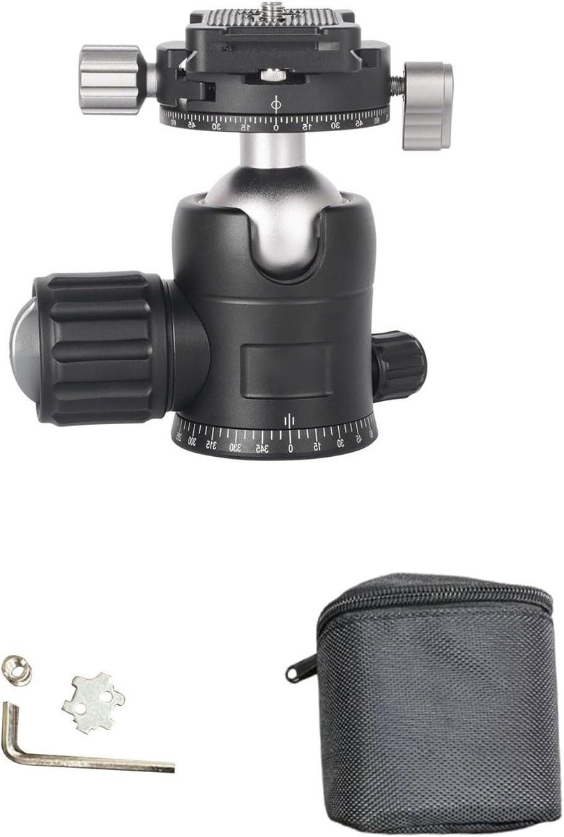 Verstelbare Balhoofd - Panoramische Statiefkop - Precisie Fotografie - Dubbele Dempingsknop - Draagvermogen 8 Kg - Zwart