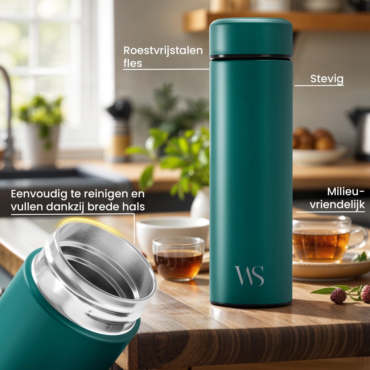 Wilford Thermosfles 450ml met Thee- en Fruitinfuser, RVS Lekvrij thumbnail 6