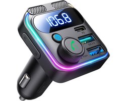 48W Bluetooth 5.4-adapter Auto,【30W PD & Bass Hi-Fi Stereo】 FM-zender Auto Bluetooth, Dual-Microfoon & Handsfree FM-zender voor iPhone 17/Samsung S25