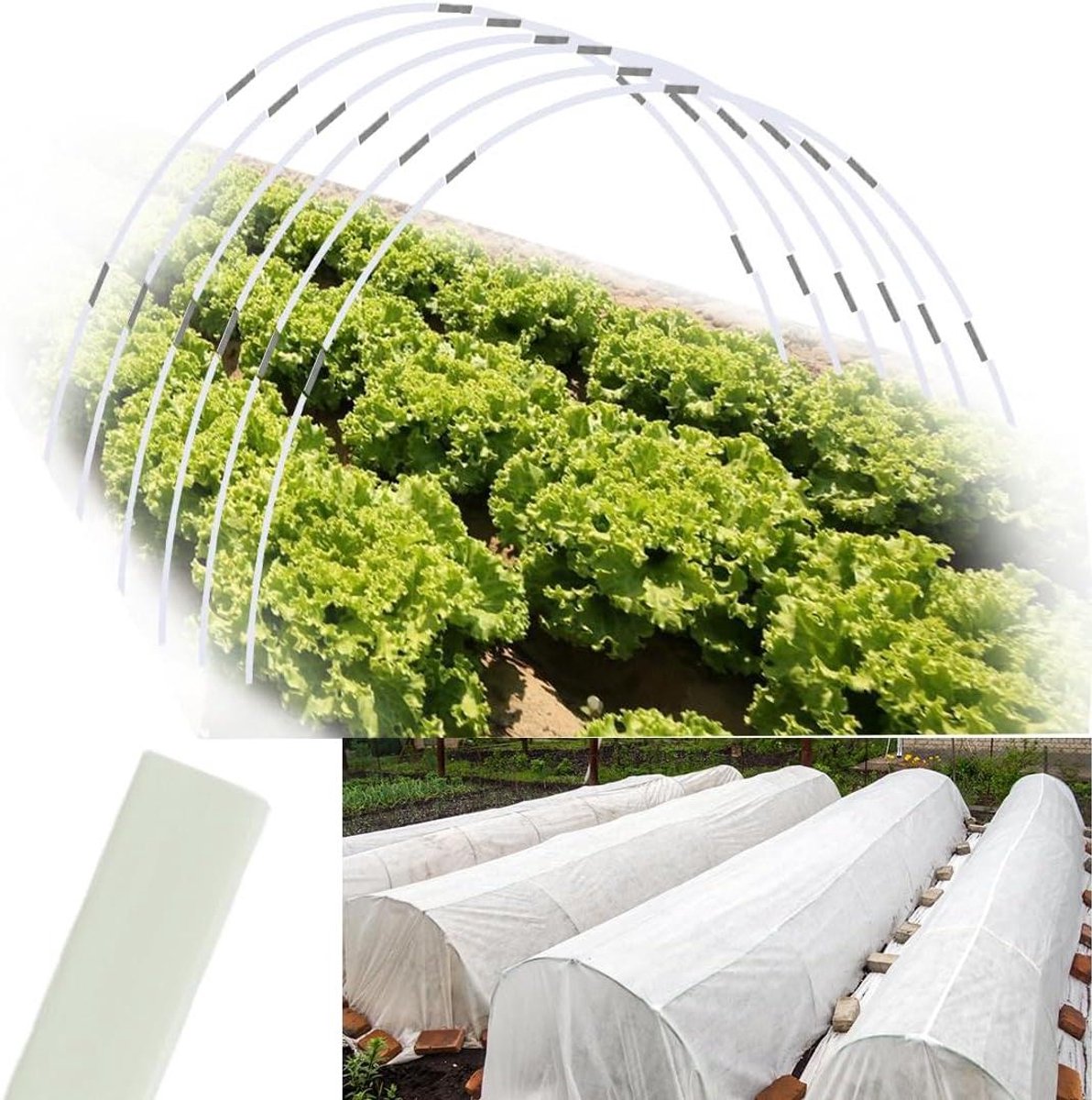 Tuinhoepels Glasvezel - Kweekboog Frame - Planten Beschermen - Super Buigbaar - 120 stuks - Wit