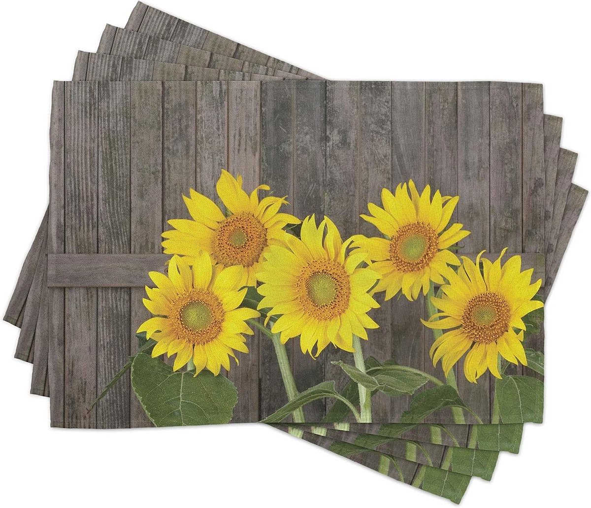 Zonnebloem Placemats - Tafelmatten Set - Tafeldecoratie - Levendige Kleuren - 30x45 cm - Multi
