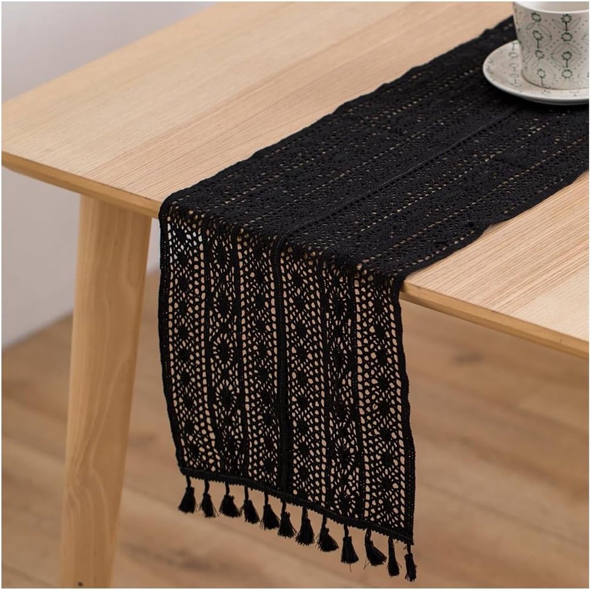Boho Macramé Tafelkleed met Kwastjes - Rectangulaire Haakwerk Tafelrunner voor Bruiloften, Eten en Decoratie