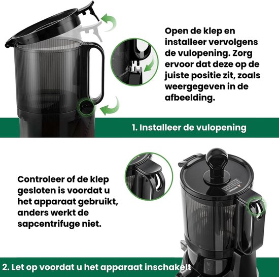 Sapcentrifuge - Slowjuicer voor Groenten & Fruit - Krachtige motor - Zwart — afbeelding 2