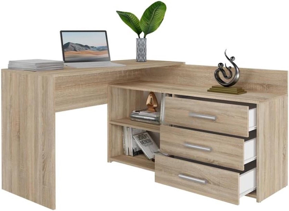 Rechthoekbureau - Bureau met laden - Studeren en werken - Slijtvaste gelamineerde plaat - 120 x 76 x 50 cm