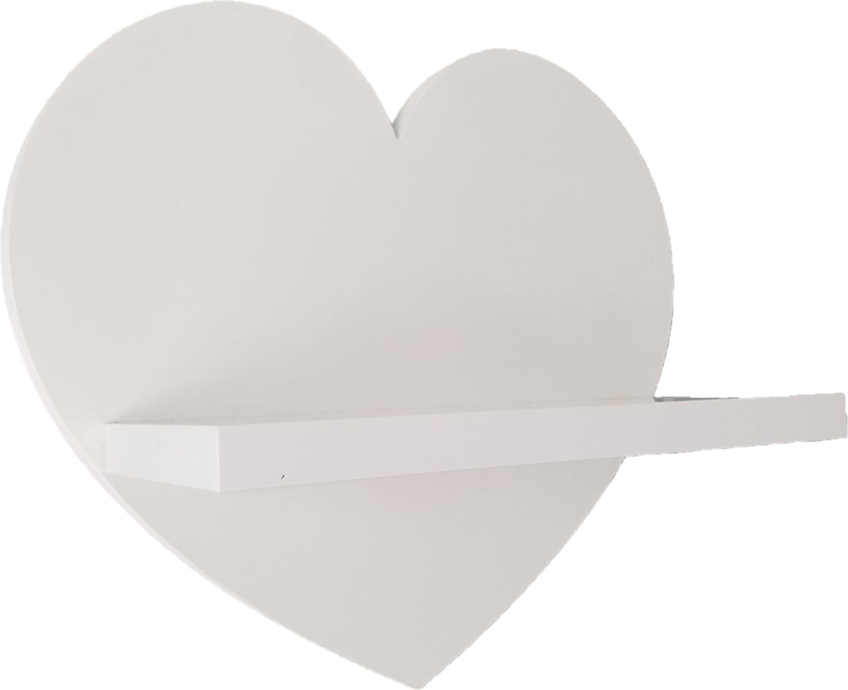 Moliland Prestige Serie - Houten Wandplank - Hartvormig - Wit - 18mm MDF