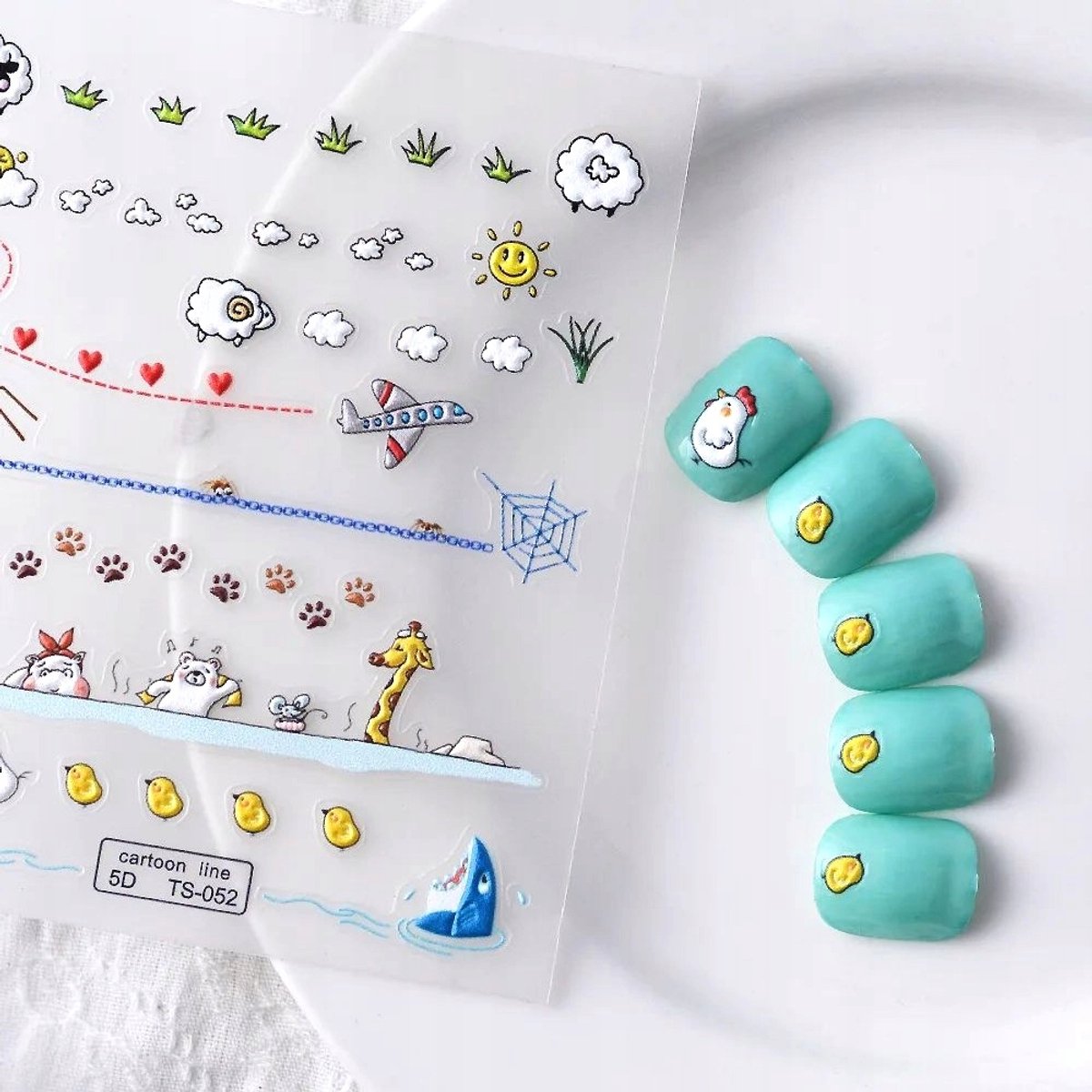 Frezarkowo - Nagelstickers - 3D - Zelfklevend - Cartoon Dieren
