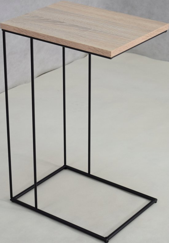 FutuStal Serie - Metalen Bijzettafel - Zwart - Dąb Sonoma - Rechthoekig van Merkloos — afbeelding 3