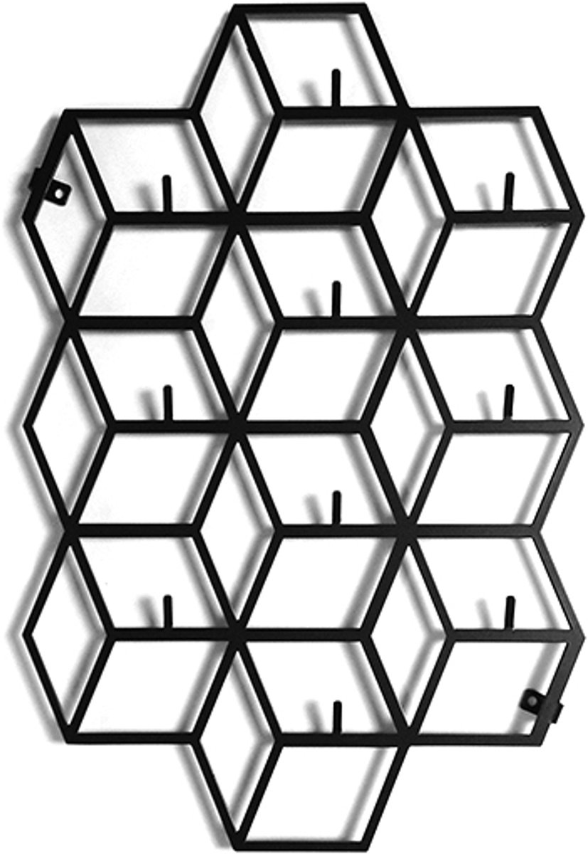Decorizzly Geomi Serie - Sleutelkast - Verticale Ophanging - 10 Haken - Zwart