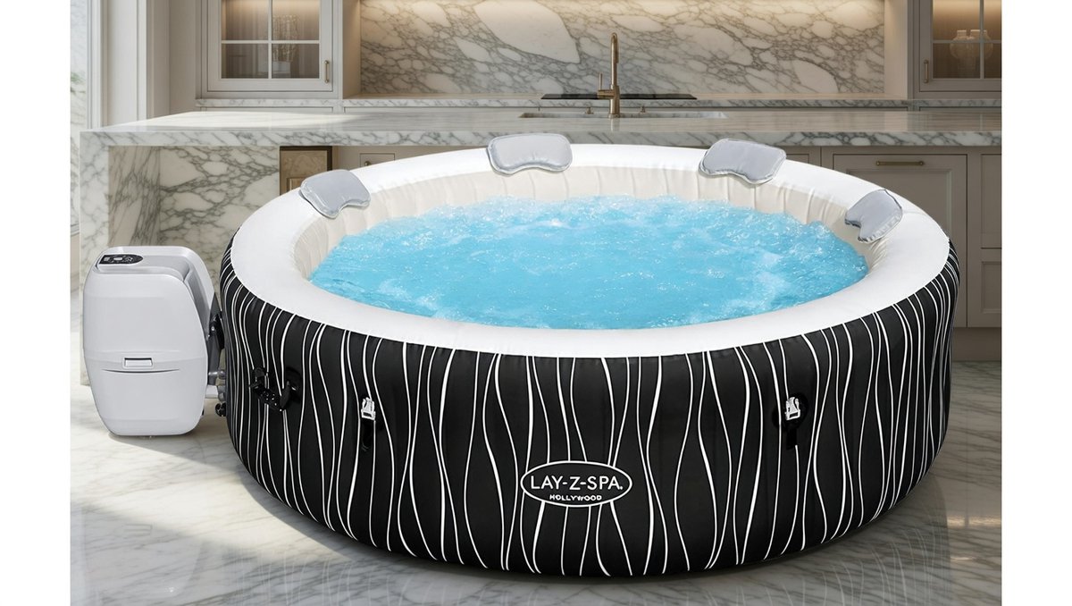Opblaasbare Jacuzzi Spa Ibiza 6-Persoons – 140 Hydromassage Jets, Verwarmd Water, LED Verlichting, Rechthoekig 180x180x66 cm – Ultieme Ontspanning Thuis