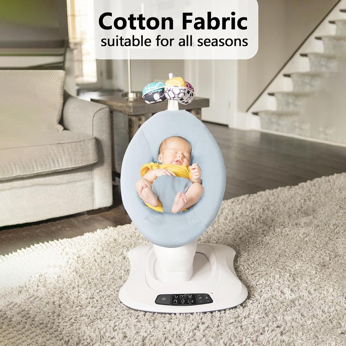Baby Swing Cover - Compatible with 4moms MamaRoo 4 Old Model Before 2022 - Soft and Breathable Fabric, Machine Washable, Perfect for Baby and Newborn (Cover Only) Blue – foto 4