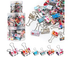 Cholemy 112 stuks bindmiddel clips verschillende maten bindmiddel paperclips decoratieve mini bindmiddel clips kantoorbenodigdheden metalen clips met doos voor kantoor, school, thuisgebruik, 0,75