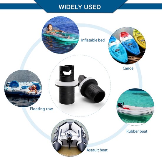 Opblaasbare Boot Adapter - Kajak Adapter Ventiel - Boot Opblazen - Stevige Kunststof Structuur - 2 Stuks - Zwart — afbeelding 5