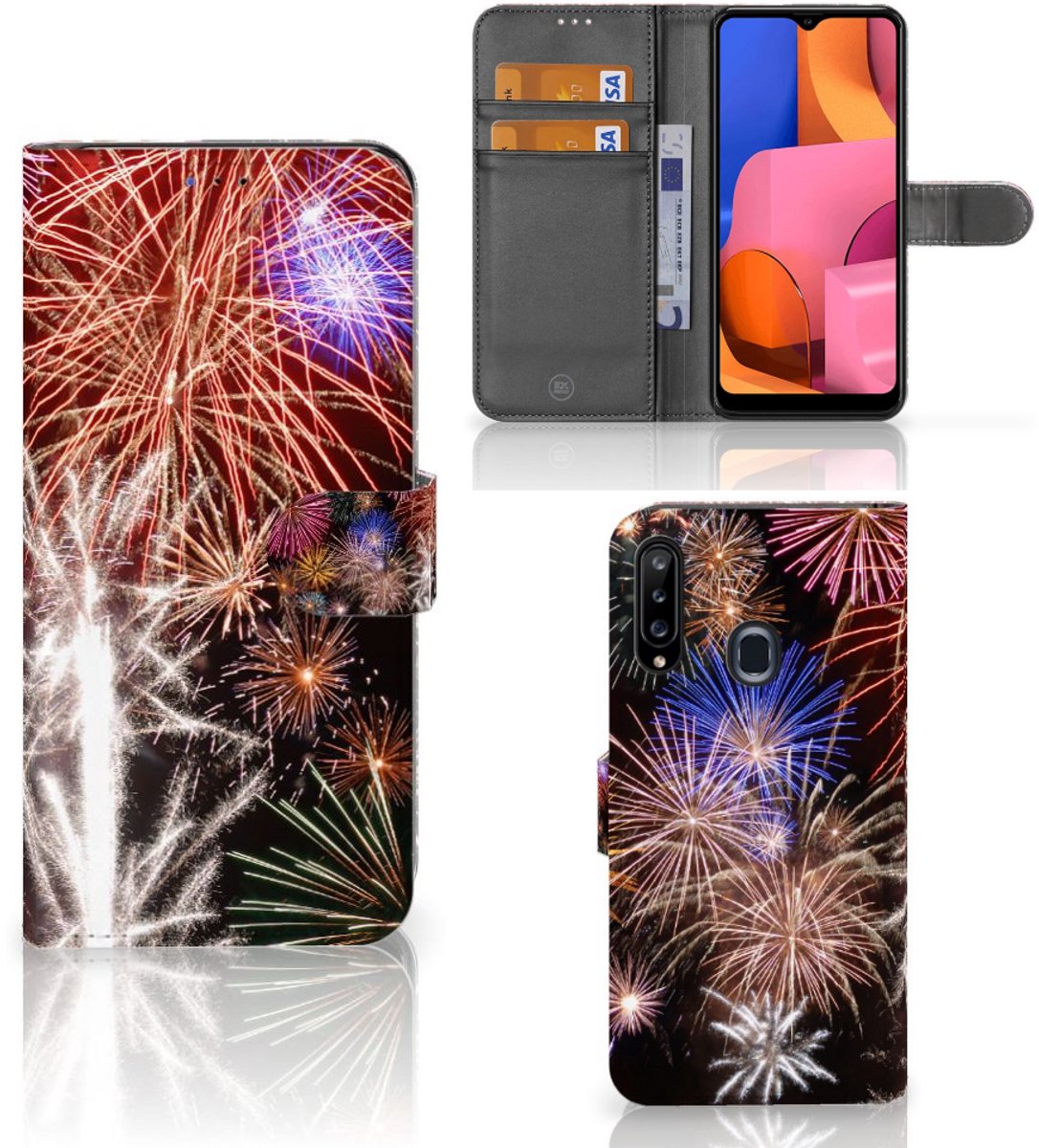 Samsung Galaxy A20s Wallet Case met Pasjes Vuurwerk