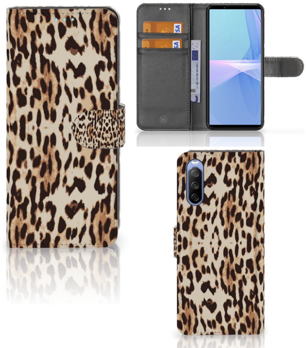 Sony Xperia 10 III Telefoonhoesje met Pasjes Leopard