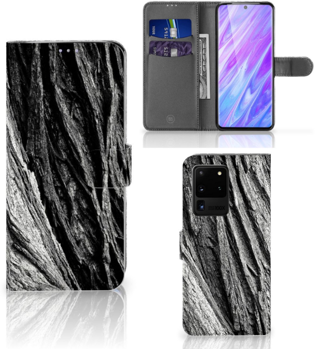 Book Style Case Samsung Galaxy S20 Ultra Boomschors Grijs