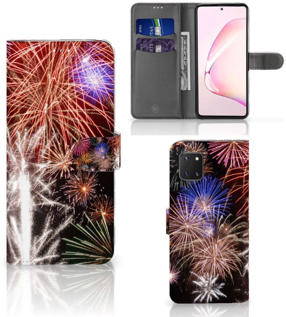 Samsung Note 10 Lite Wallet Case met Pasjes Vuurwerk