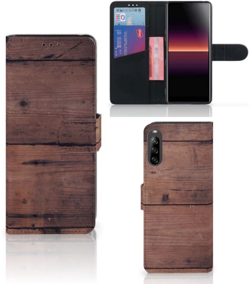 Sony Xperia L4 Book Style Case Old Wood