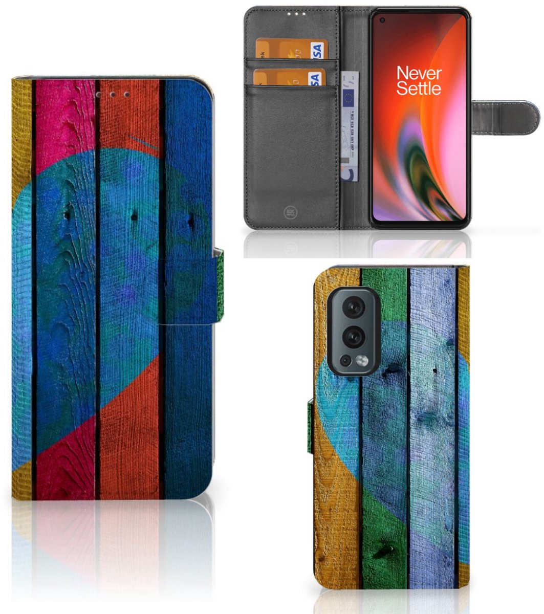 OnePlus Nord 2 5G Book Style Case Wood Heart - Cadeau voor je Vriend