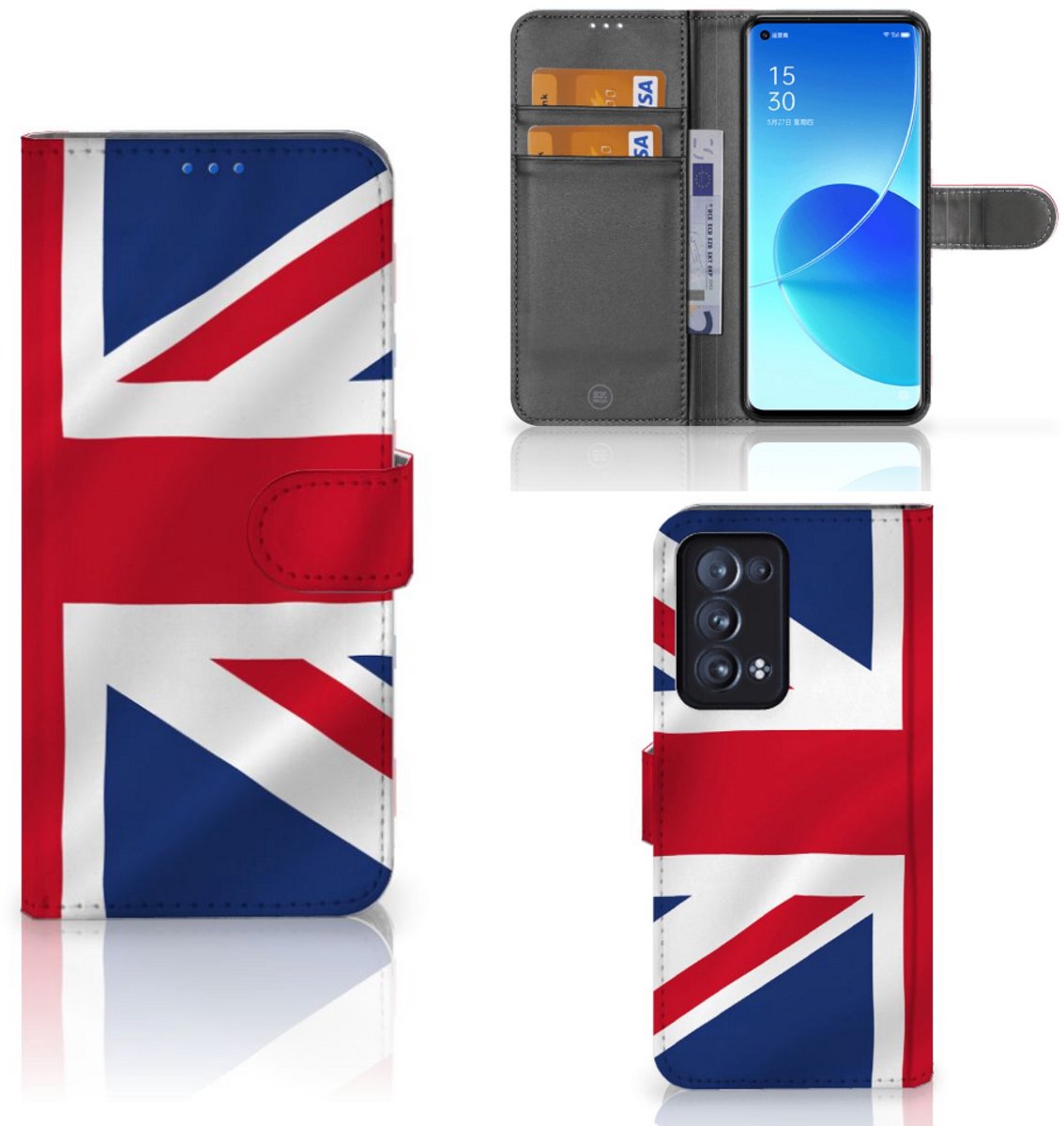 Boekhoesje voor OPPO Reno 6 Pro Plus 5G Bookstyle Case Groot-Brittannië