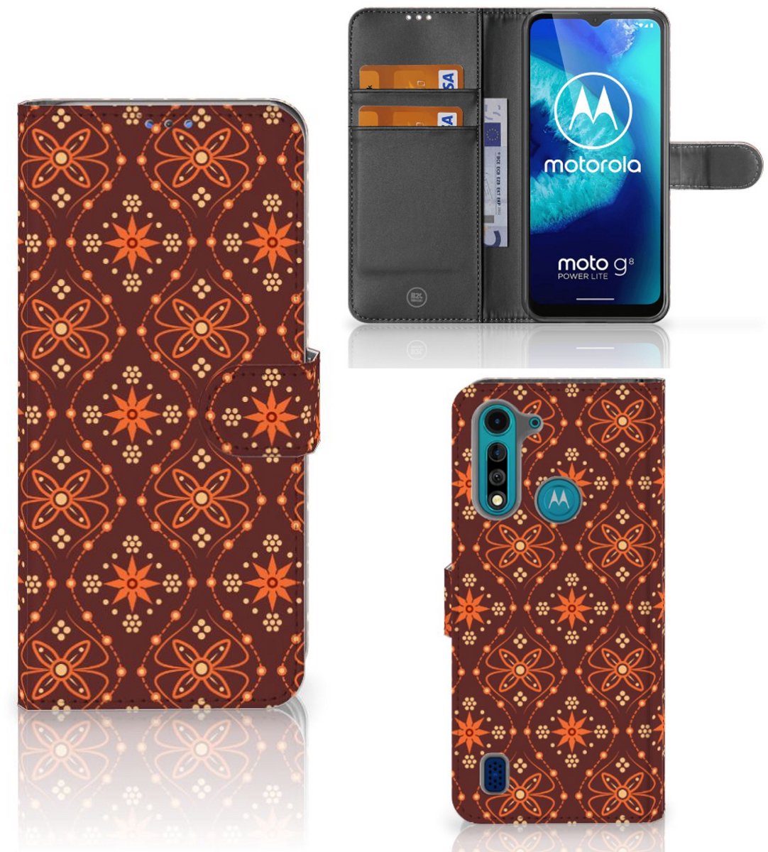 Motorola G8 Power Lite Telefoon Hoesje Batik Brown