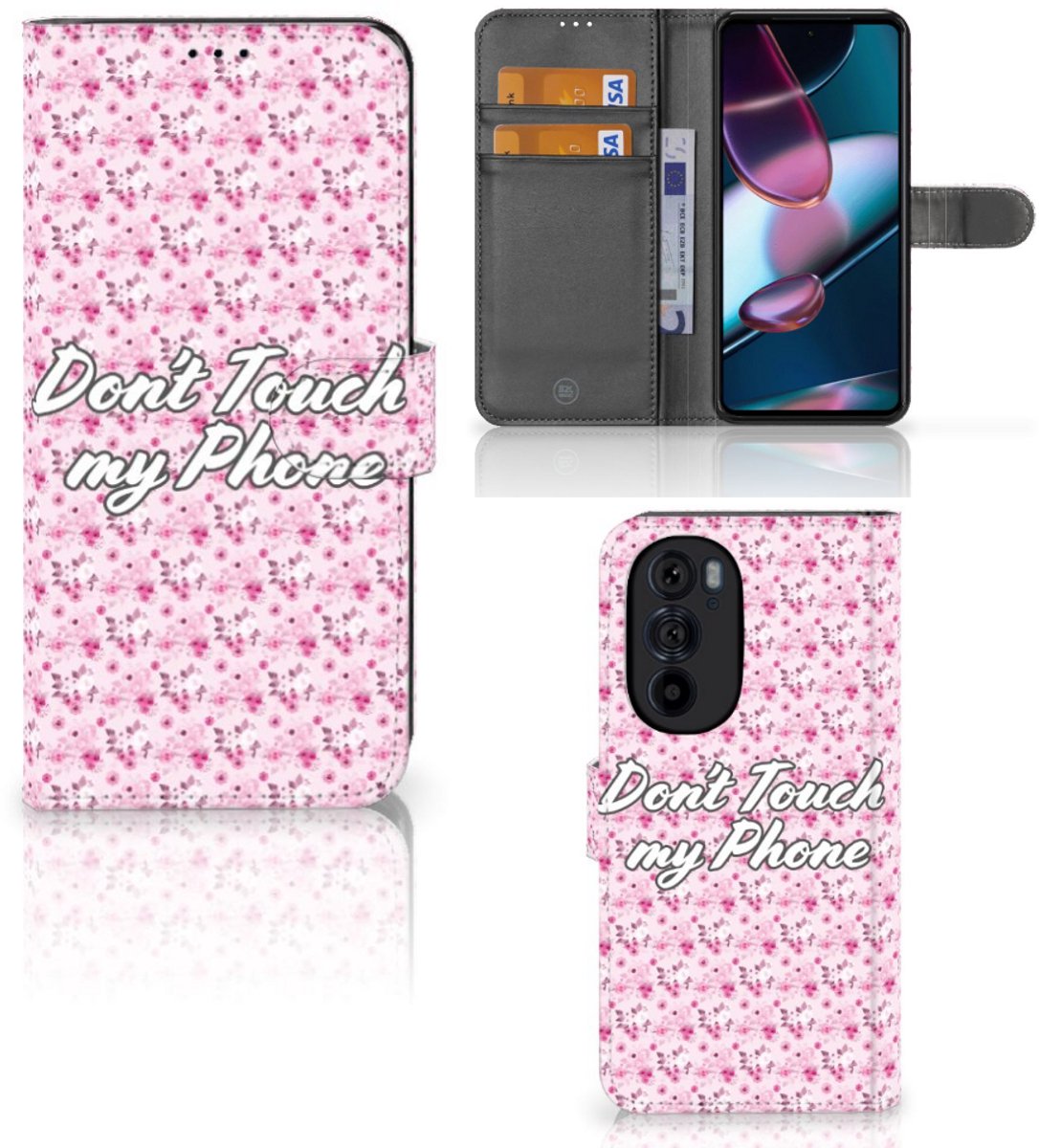 Motorola Edge 30 Pro Portemonnee Hoesje Flowers Pink DTMP