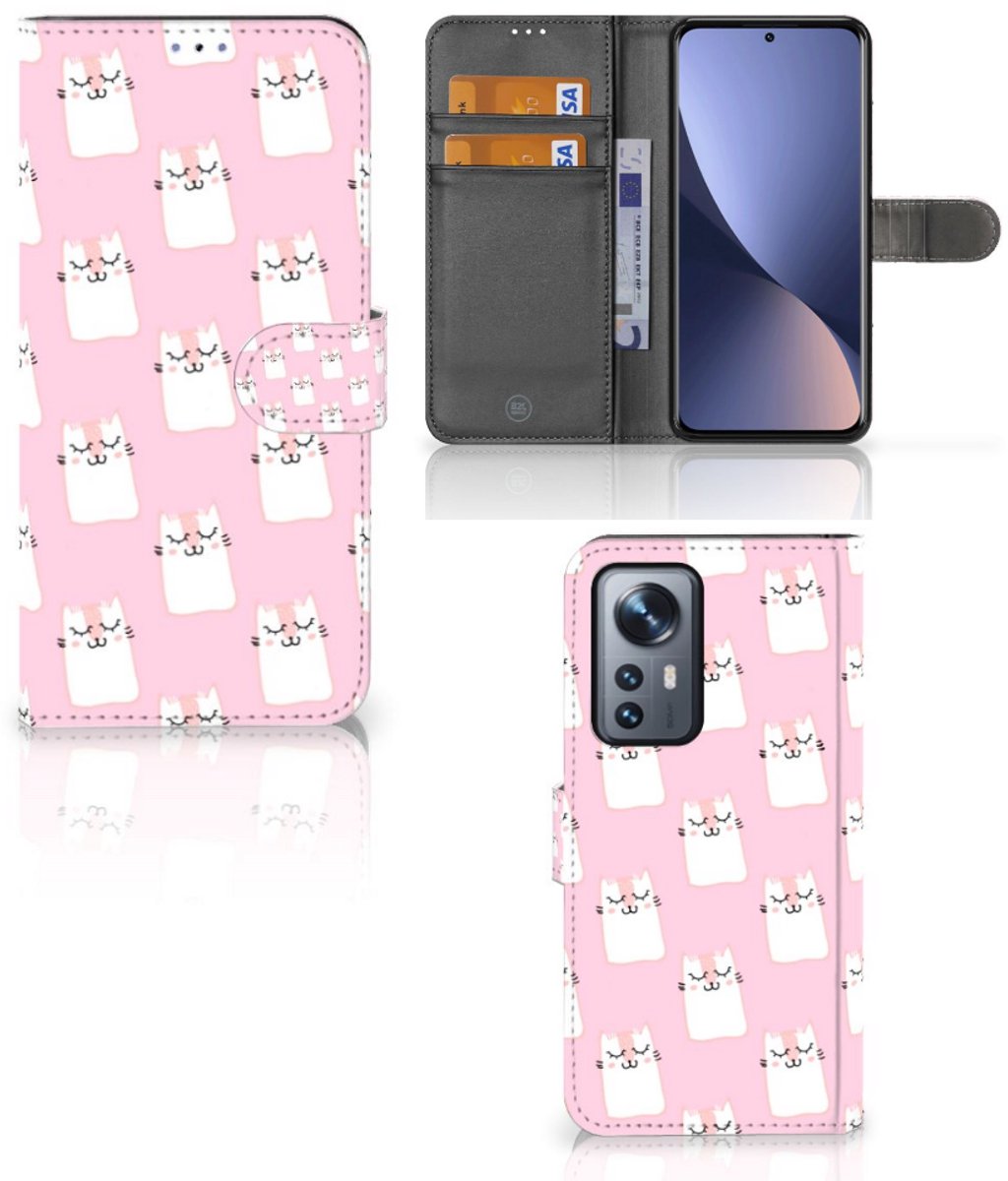 Xiaomi 12 Pro Telefoonhoesje met Pasjes Sleeping Cats