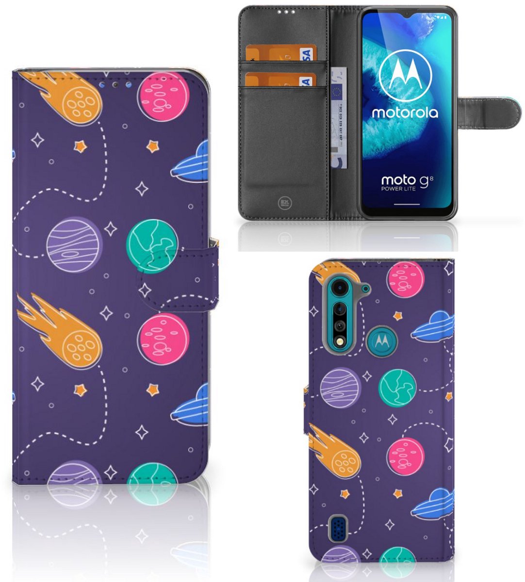 Motorola G8 Power Lite Wallet Case met Pasjes Space