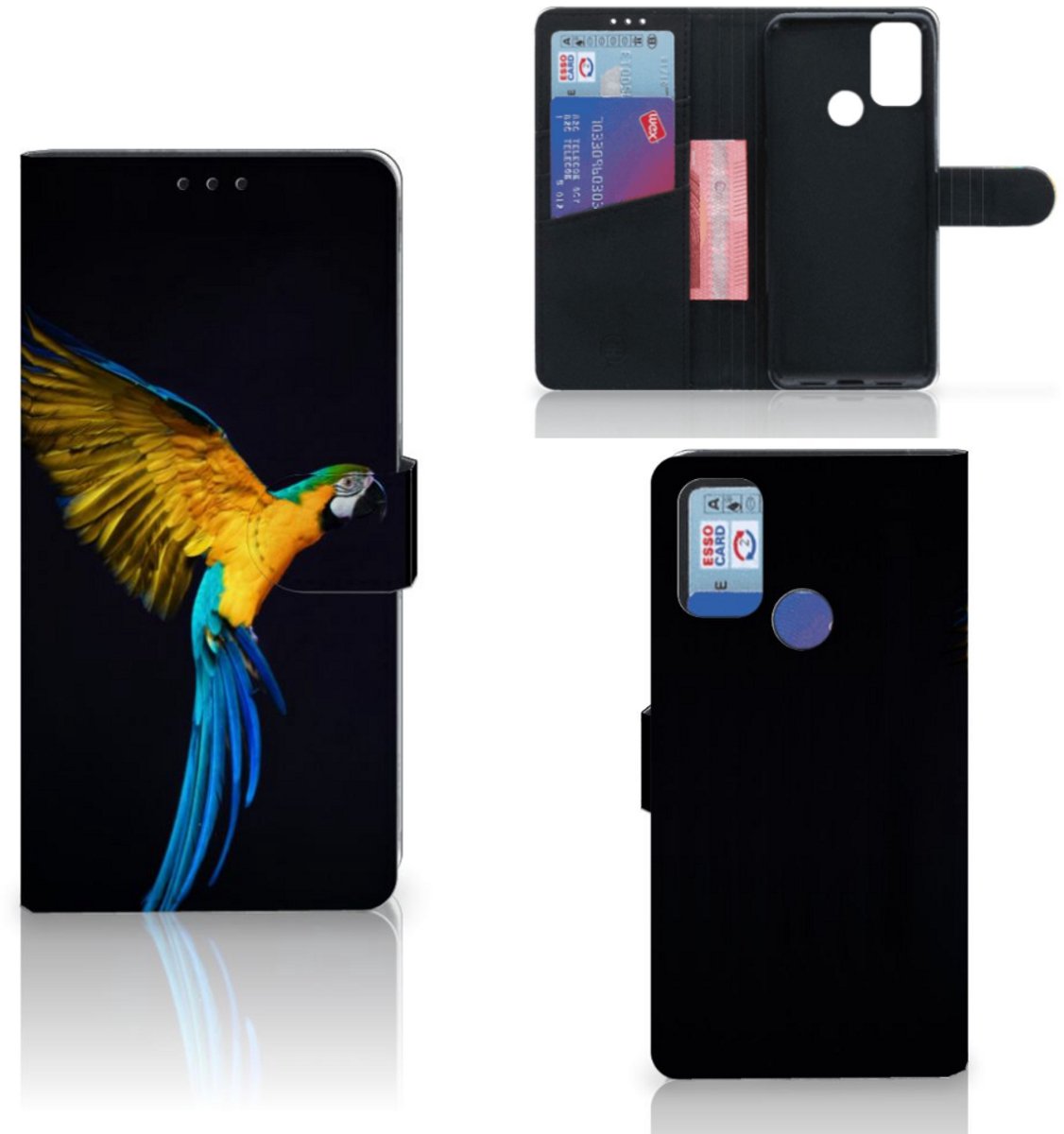 Alcatel 1S (2021) Telefoonhoesje met Pasjes Papegaai