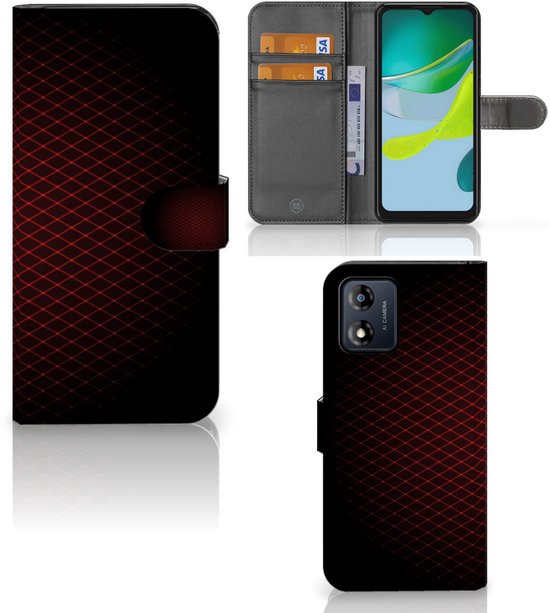 Coque Motorola Moto E13 4G Protecteur Flip Housse Damiers Rouge
