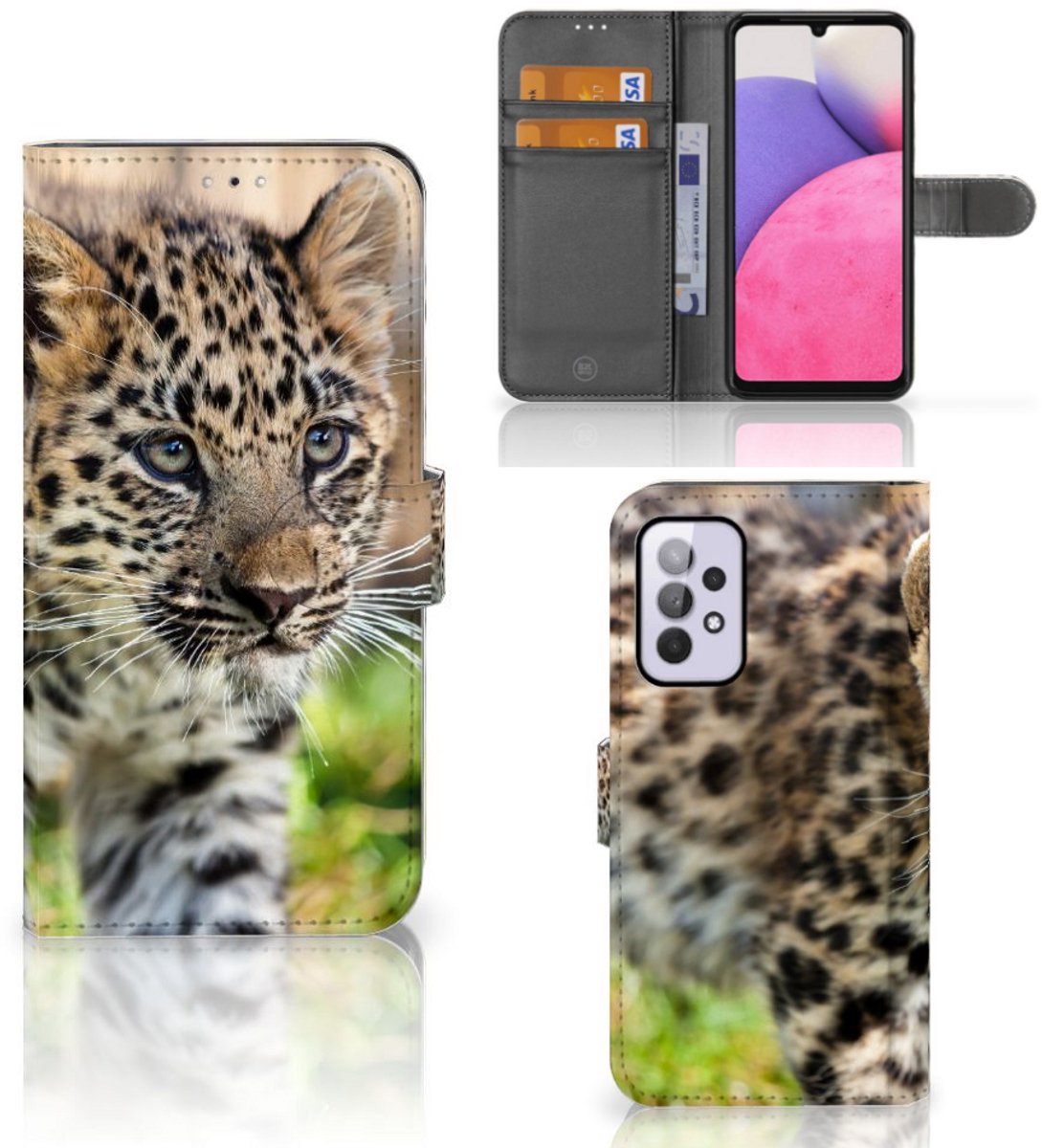 Samsung Galaxy A33 5G Telefoonhoesje met Pasjes Baby Luipaard