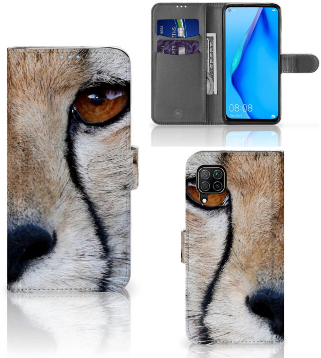 Huawei P40 Lite Telefoonhoesje met Pasjes Cheetah
