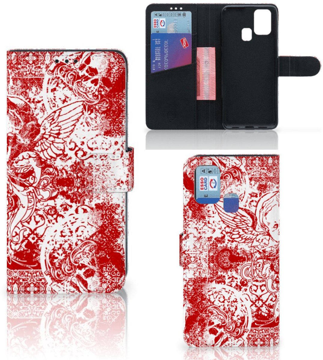 Telefoonhoesje met Naam Samsung Galaxy M31 Angel Skull Rood
