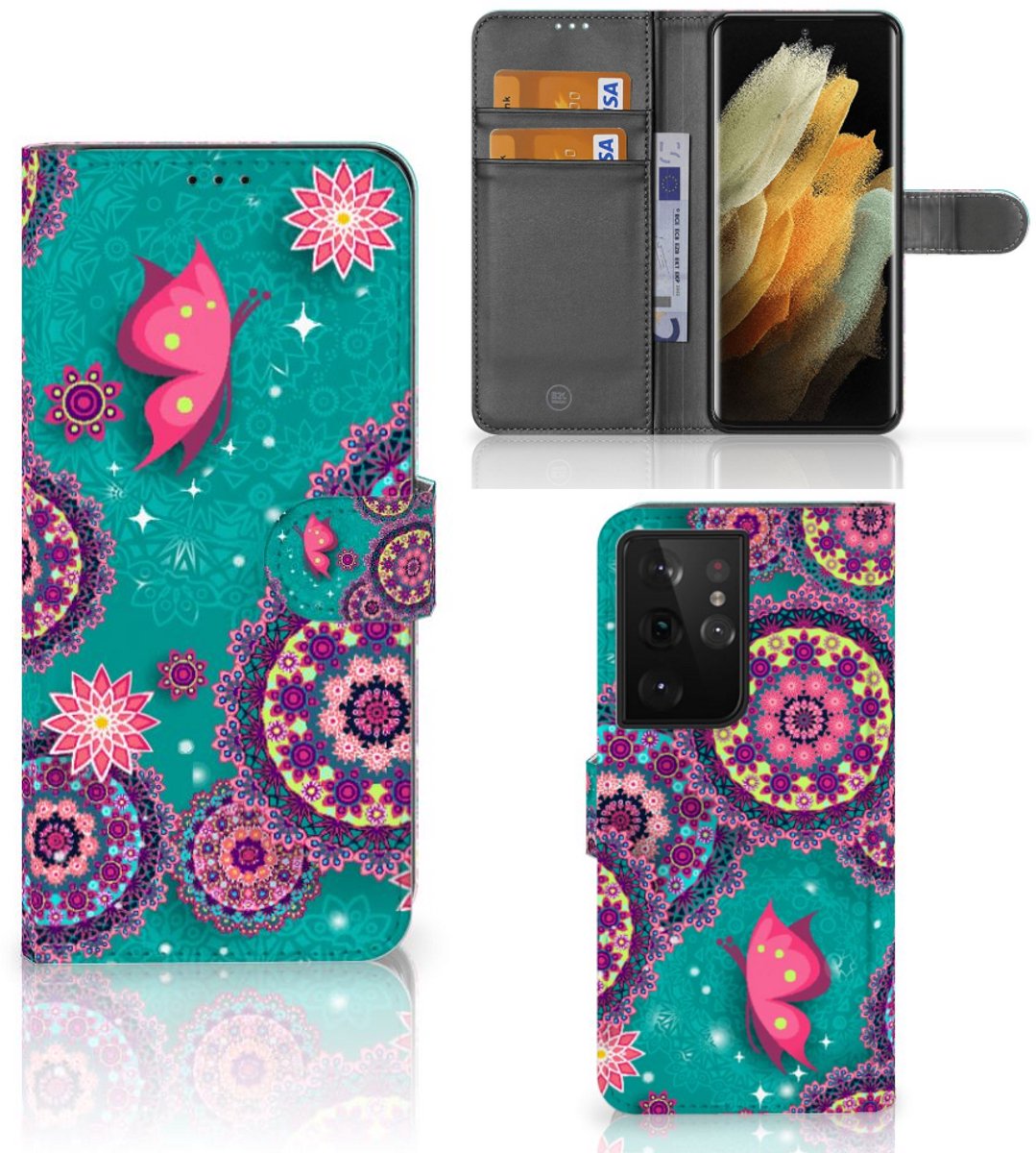 Samsung Galaxy S21 Ultra Hoesje Cirkels en Vlinders