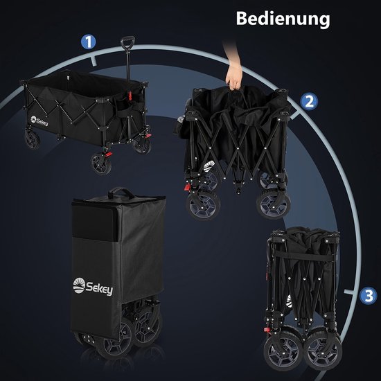 Bolderkar-Heavy-duty terreinkar-XXL Plus Opvouwbare Kar- 200L/capaciteit 200kg-Wielen met remmen-duurzaam canvas-Groen. van Merkloos — afbeelding 2